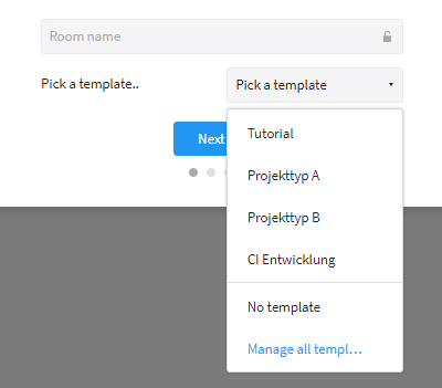 Choose the needed template while creating a room