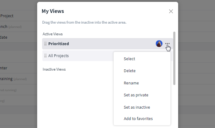 Access/Manage view