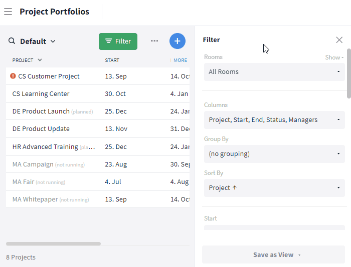 Save project view