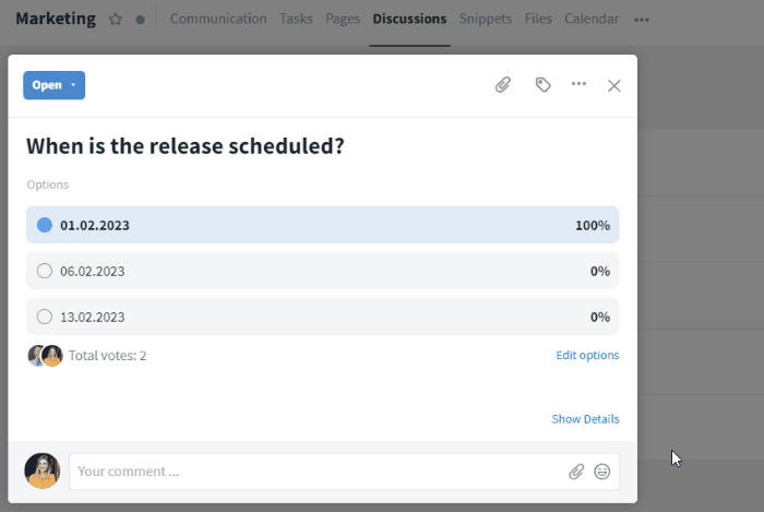 Results via mouseover/click