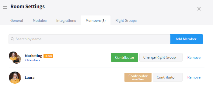 Right group team vs. individual person