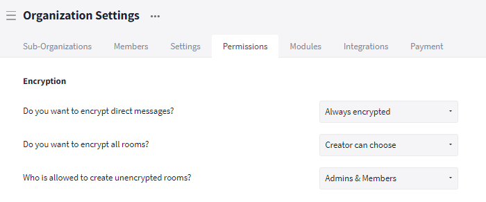 Organization Settings / Permissions