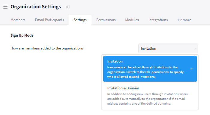 Defining the registration mode