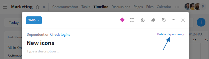 Deleting dependency individually within the task